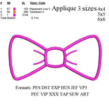 Bow tie applique embroidery machine embroidery . embroidery designs