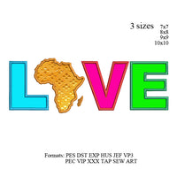 Africa love applique Embroidery Design,Love for Africa Embroidery Applique embroidery pattern N941... 3 sizes