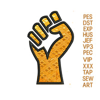 hand fist applique embroidery design,hand fist embroidery pattern,raised fist embroidery design,embroidery fist,embroidery raised fist,K1372