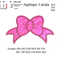Big Bow applique embroidery machine embroidery . embroidery designs