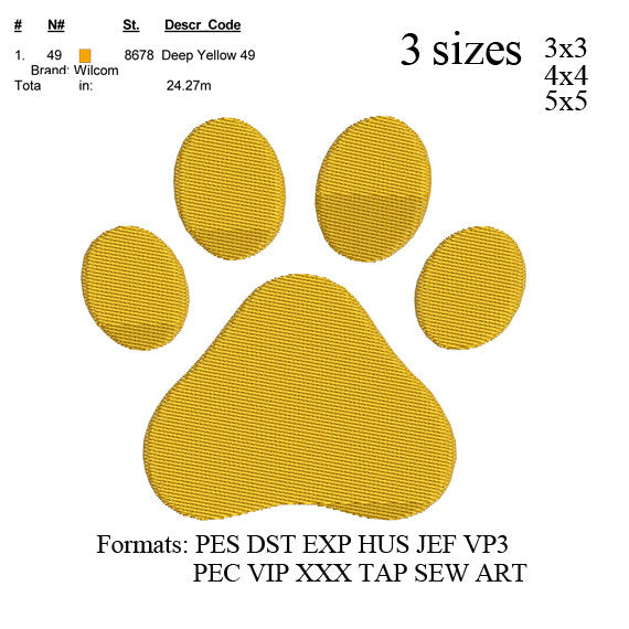 Paw print 1 embroidery machine . embroidery pattern . embroidery designs