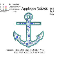 Anchor set embroidery design, 3 embroidery patterns,embroidery designs N 876... 3 sizes  instant download