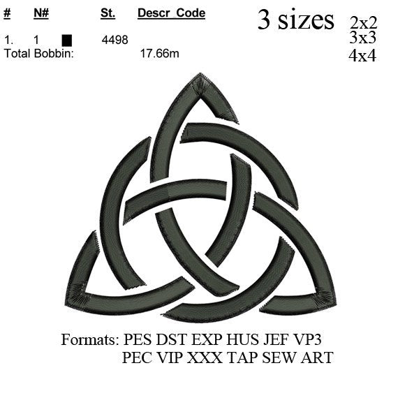 Irish celtic Knot embroidery machine . embroidery pattern . embroidery designs 3 sizes  instant download