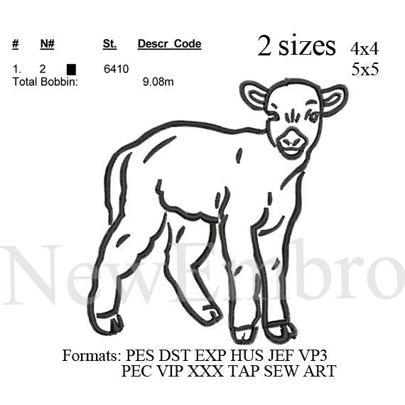 Goat baby Calf  embroidery machine, baby Goat embroidery pattern . embroidery designs