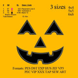 Halloween Pumpkin applique face embroidery design, Halloween Pumpkin applique face embroidery patternno 465... 3 sizes