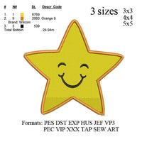 Smiling Star embroidery machine. embroidery pattern . embroidery designs No: 475