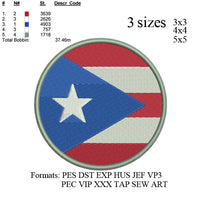 Puerto rico flag embroidery machine,embroidery pattern,embroidery designs 3 sizes :
