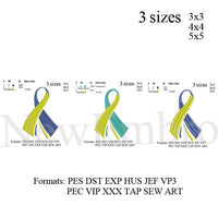 Cancer ribbon embroidery design 3 designs in 1,Breast Cancer Symbol Filled Stitch Embroidery,machine embroidery N481