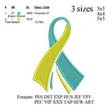 Cancer ribbon embroidery design 3 designs in 1,Breast Cancer Symbol Filled Stitch Embroidery,machine embroidery N481