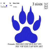 Panther Paw embroidery,Paw print embroidery machine,embroidery pattern . embroidery designs No 485