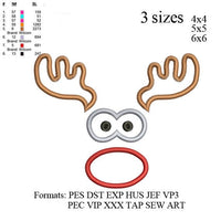 Reindeer face applique Embroidery Design,Reindeer face applique Machine Embroidery Designs,Christmas Embroidery File No:490