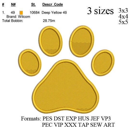 Paw print embroidery machine 2 . embroidery pattern . embroidery designs