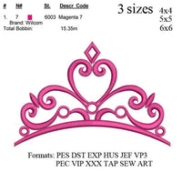 Crown embroidery machine, tiara embroidery pattern,embroidery designs N359