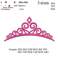 Crown embroidery design, Crown embroidery pattern, tiara embroidery design N429