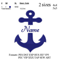Anchor embroidery machine, Anchor embroidery pattern, Split anchor embroidery designs N 435 ...2 sizes  instant download