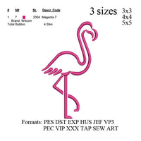 Flamingo embroidery machine, embroidery pattern, embroidery designs 3 sizes N500  instant download