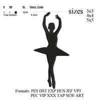 Ballet Dancer embroidery design, embroidery pattern,embroidery machine N446 3 sizes  instant download