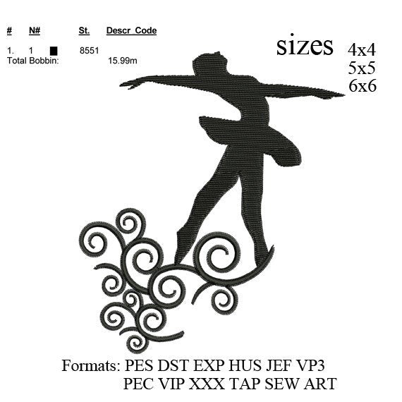 Ballet Dancer embroidery design, embroidery pattern,embroidery designs N447 3 sizes  instant download