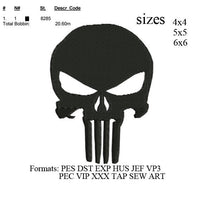 Punisher skull embroidery machine. embroidery pattern . embroidery design No 451