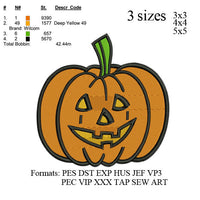 Halloween Pumpkin embroidery machine, Halloween Pumpkin embroidery pattern, Halloween embroidery designs no 463... 3 sizes  instant download