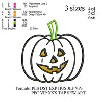 Halloween Pumpkin applique embroidery design, Halloween Pumpkin applique embroidery pattern, Halloween embroidery designs no 464... 3 sizes