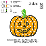 Halloween Pumpkin applique embroidery design, Halloween Pumpkin applique embroidery pattern, Halloween embroidery designs no 464... 3 sizes
