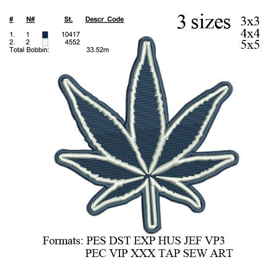 Marijuana Cannabis Leaf embroidery,Dallas Cowboys logo, embroidery Designs INSTANT download machine embroidery pattern No 506... 3 sizes: