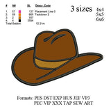 Cowboy hat applique embroidery Designs, Hat embroidery pattern N510