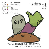 Zombie hand embroidery Design, Zombie embroidery pattern, INSTANT download machine embroidery pattern No 522... 3 sizes: