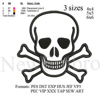 Skull applique embroidery machine,embroidery pattern,embroidery designs No:498 ... 3. sizes