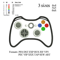 Video Game Controller Microsoft XBox 360 Style Applique Embroidery Design DIGITAL DOWNLOAD No 536 ... 3 sizes