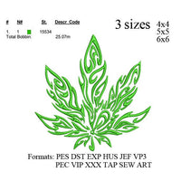 Marijuana Cannabis Leaf Embroidery Design,Machine Embroidery Designs,Embroidery File,embroidery patter No:544