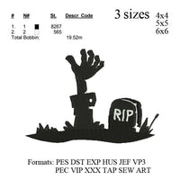 Zombie grave embroidery Design, Zombie embroidery pattern, INSTANT download machine embroidery pattern No 521... 3 sizes: