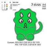 Triceratops Dinosaur Cartoon Boy and girl Applique Embroidery Design DIGITAL DOWNLOAD No 535 ... 3 sizes
