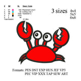 Crab Applique embroidery design, Crab Applique embroidery pattern N543
