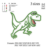 Funny t-rex dinosaur applique embroidery Design, Dinosaur embroidery pattern N551 ... 3 sizes