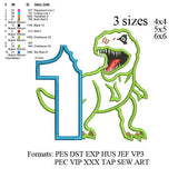 Scary T-rex Dinosaur Applique first birthday Embroidery Design,Dinosaur embroidery pattern No 575 ... 3 sizes