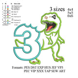 Scary T-rex Dinosaur Applique birthday Embroidery Design,Dinosaur embroidery pattern No 577 ... 3 sizes