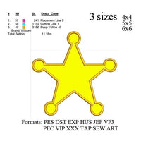 Sheriff star embroidery,Cowboy Applique design,Sheriff Badge embroidery Design, machine embroidery pattern No 585... 3 sizes: