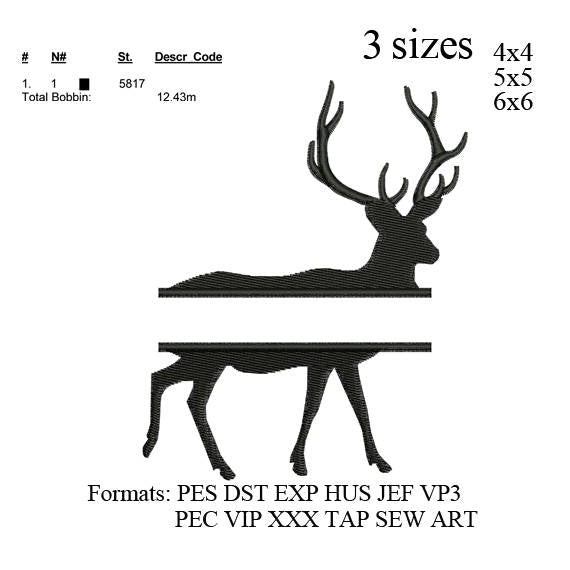 buck deer embroidery design, split deer embroidery pattern .Deer head, embroidery designs N556