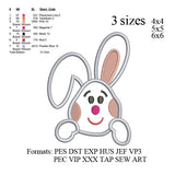 bunny applique embroidery Design, Bunny face embroidery pattern, embroidery design bunny N590