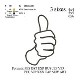 Thumbs up applique embroidery machine , Thumbs-up applique embroidery pattern,DIGITAL DOWNLOAD No 565 ... 3 sizes