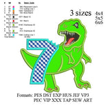 Scary T-rex Dinosaur Applique birthday Embroidery Design 7th birthday ,Dinosaur embroidery pattern No 592 ... 3 sizes