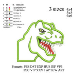 Scary T-rex Dinosaur face Applique Embroidery Design,Dinosaur embroidery pattern No 578 ... 3 sizes