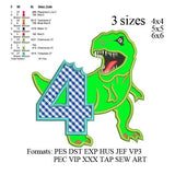 Scary T-rex Dinosaur Applique birthday Embroidery Design,Dinosaur embroidery pattern No 583 ... 3 sizes