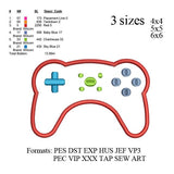 Video Game Controller Applique Embroidery Design DIGITAL DOWNLOAD No 599 ... 3 sizes