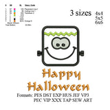 Halloween Frankenstein Applique embroidery machine,happy Halloween embroidery pattern, embroidery designs no 603... 3 sizes