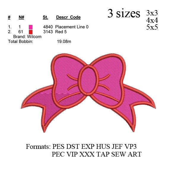 Big bow fill stitch embroidery design, embroidery pattern, embroidery designs N405