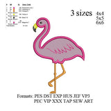 Flamingo applique embroidery machine, embroidery pattern, embroidery designs N611 ... 3 sizes  instant download
