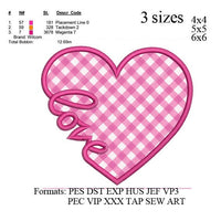 Heart applique embroidery machine, heart with love text embroidery pattern . embroidery designs No 628